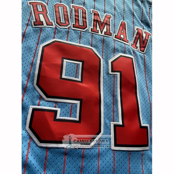 Camiseta Chicago Bulls Dennis Rodman NO 91 Mitchell & Ness 1996-97 Azul